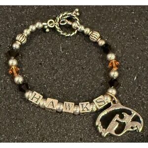 Iowa Hawkeyes HAWKS Beaded Bracelet Charm Game Day Toggle Jewelry Gift